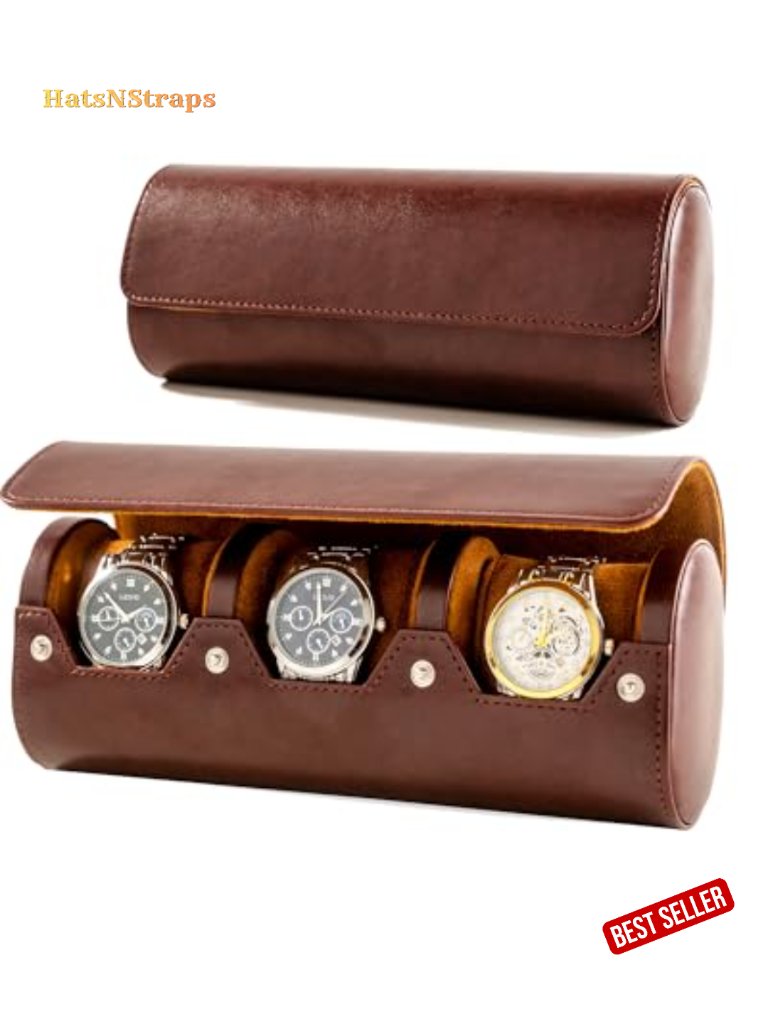 3 Watch Travel Case Leather Portable Watch Roll Organizer Storage Display